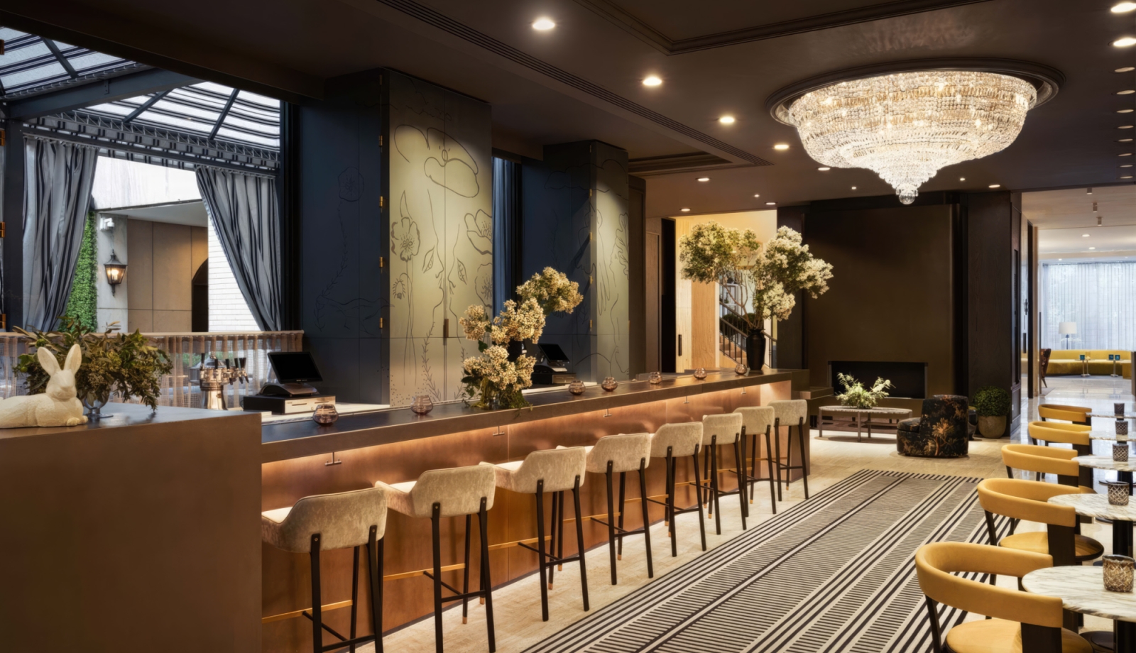 The bar at Rose Lane at Park Lane New York.