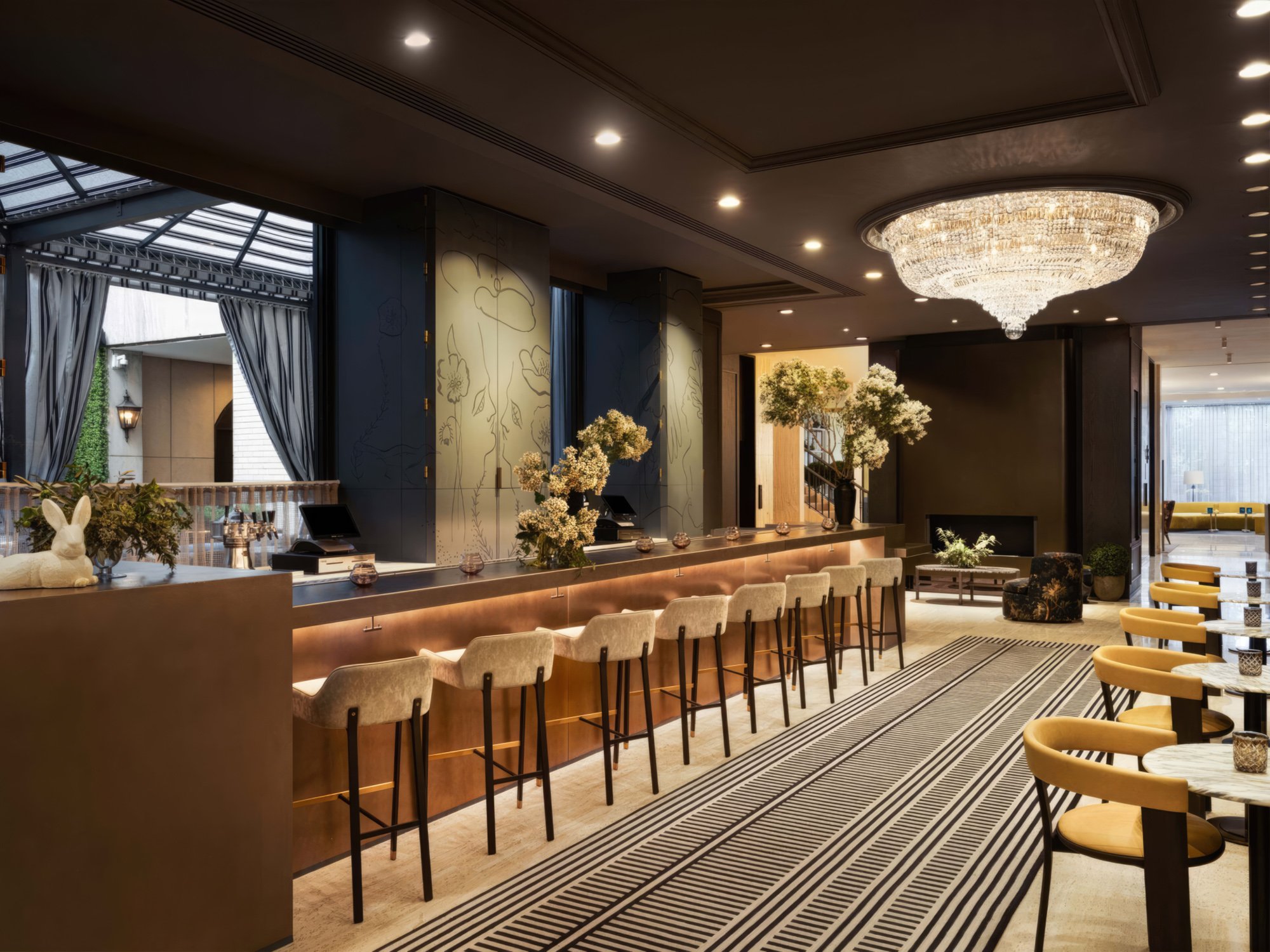 The bar at Rose Lane at Park Lane New York.