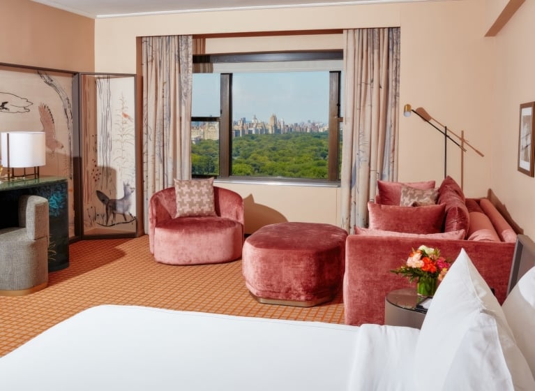 The studio suite at Park Lane New York, overlooking Central Park.