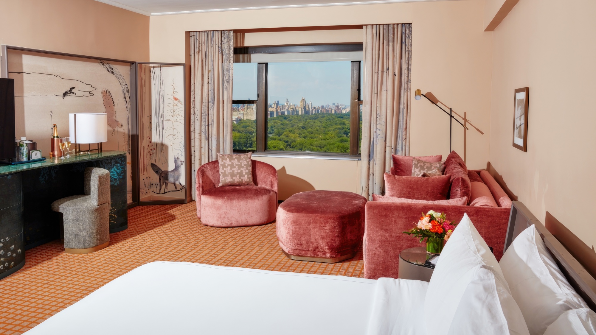 The studio suite at Park Lane New York, overlooking Central Park.