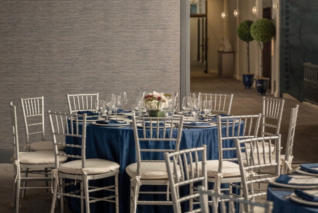 Tables set up for an event in Empire Room at Park Lane New York.