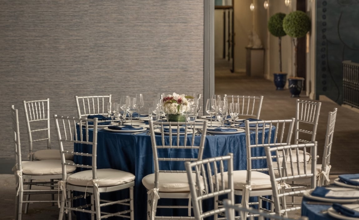 Tables set up for an event in Empire Room at Park Lane New York.