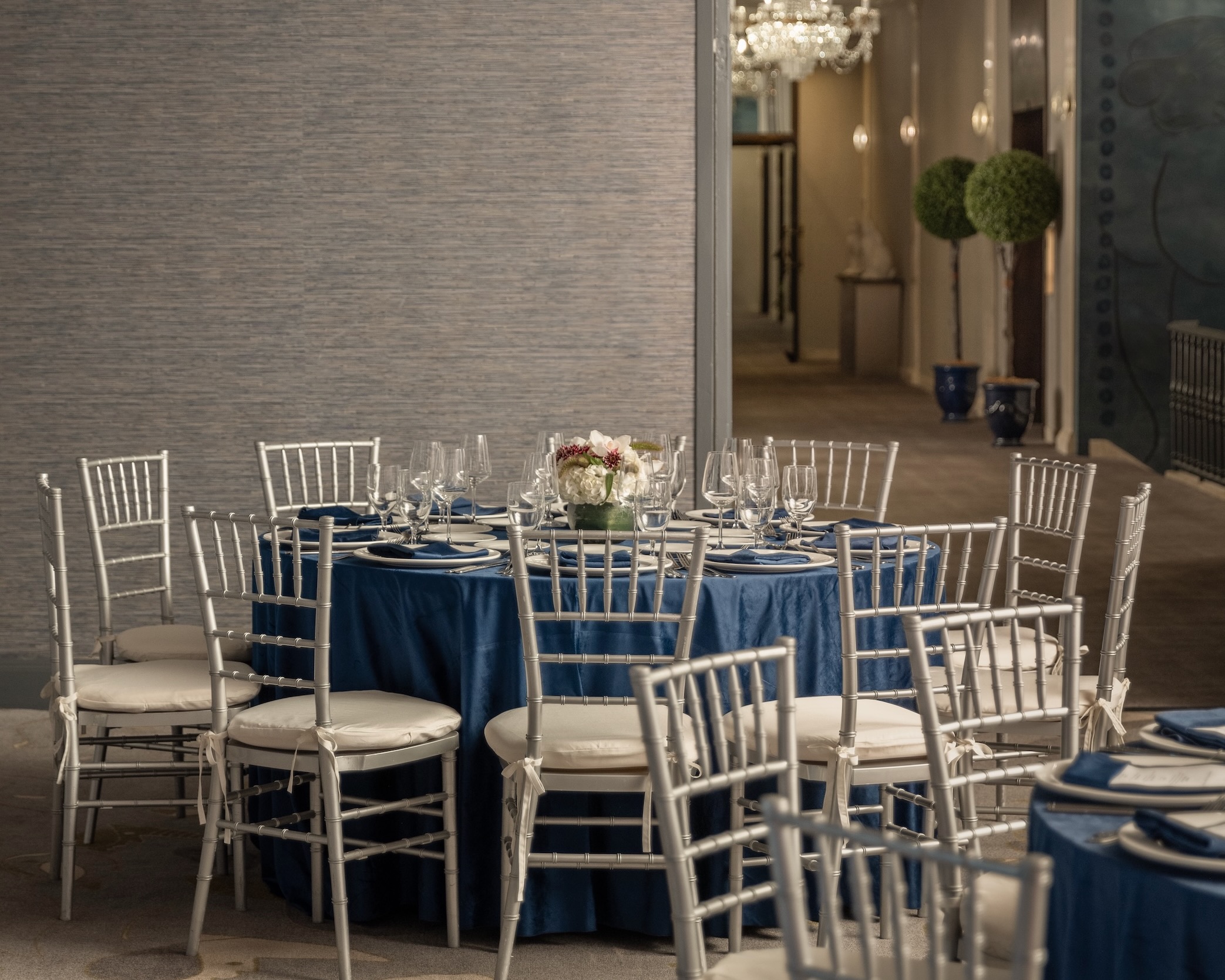 Tables set up for an event in Empire Room at Park Lane New York.